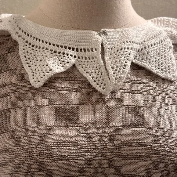 Knotty Ones Soft Beige Linen and Merino Wool Crop Top Sweater